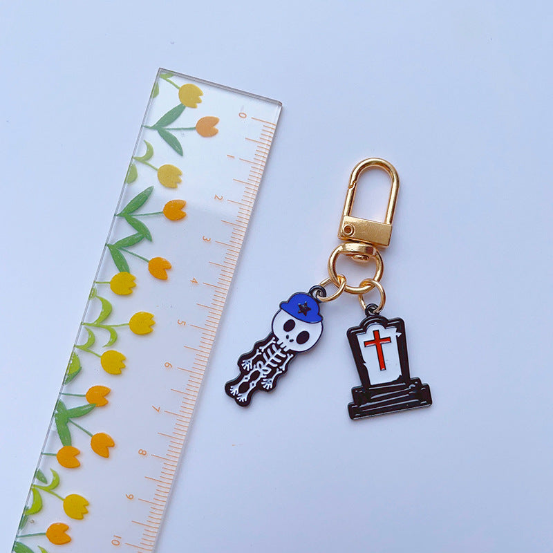 Wholesale Halloween Tombstone Skeleton Zombie Alloy Keychain